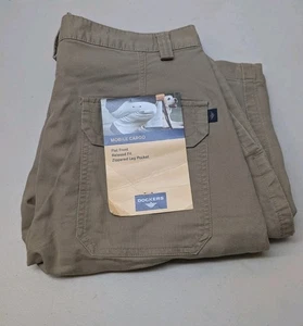 Dockers Herren Mobile Cargo Relaxed Fit Reißverschluss Beintasche Khaki Hellbraun 32x32 Neu mit Etikett - Bild 1 von 5