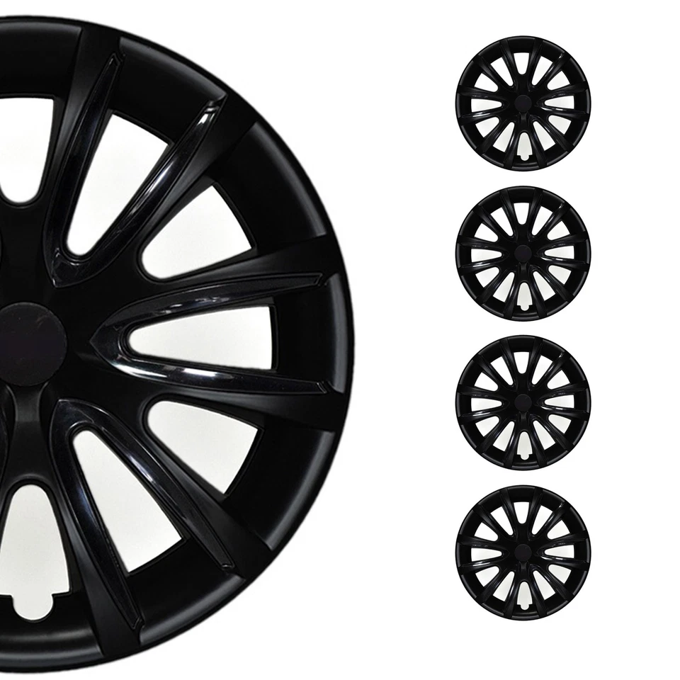 15" Wheel Covers Hubcaps for Hyundai Sonata Black Matt Matte - Image 1 of 4