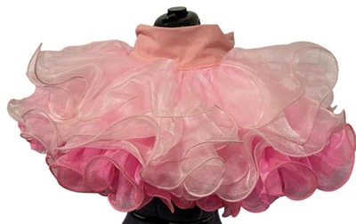 Hand Made Pink 3 Layers Girls Ruffle Pangent Skirt  - Image 1 of 4