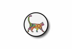 Patch Patches Embroidery Thermal Adhesive Printed Biker Cat Color - Picture 1 of 1