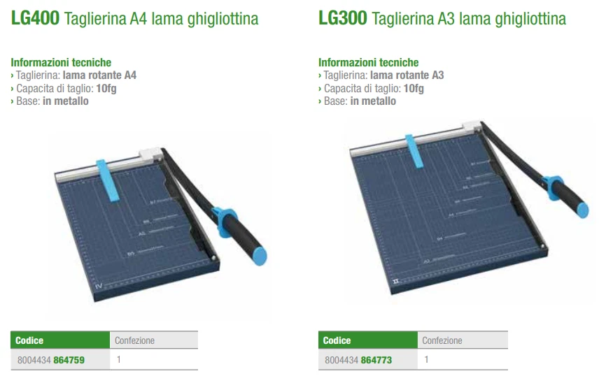 TAGLIERINA A GHIGLIOTTINA FORMATO A4 BASE METALLO LG400 - Immagine 1 di 1