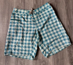 Patagonia Wavefarer Gr. 35 grün kariert Schwimmen Surf Board Badehose Shorts Herren - Bild 1 von 8