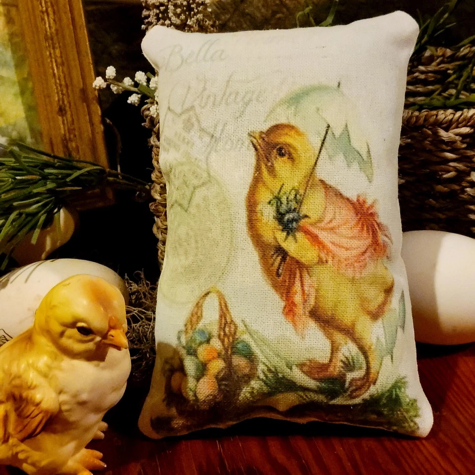 Primitive Farmhouse Easter Spring Chick Tuck Pillow Peg/Door Hanger - Image 1 of 1