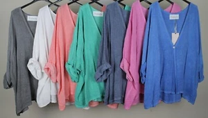 Neu Frühling/Sommer italienisches leichtes Oberteil für Damen schrullig Übertop-Design Lagenlook - Bild 1 von 4