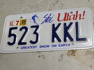 Einzelnummernschild 1998 Utah 523KKL - Bild 1 von 1
