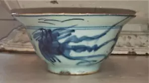 Chinese Late Ming Dynasty Flared Rimmed Pheonix & Dragon Porcelain Bowl -14th C - Picture 1 of 8