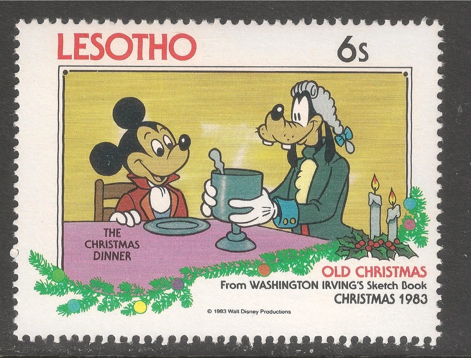 Lesotho #417 (A82) VF MNH - 1983 6s Christmas Dinner, Mickey Mouse and Goofy - Image 1 of 1