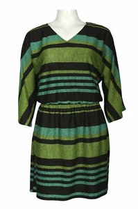 Emma & Michele Green Striped Blouson Dress - Picture 1 of 1
