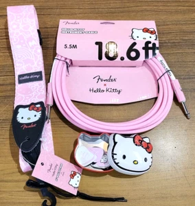 Fender Hello Kitty Pink Poly Strap &Original Cable & Pick Tin 18 Pack From Japan - Picture 1 of 9
