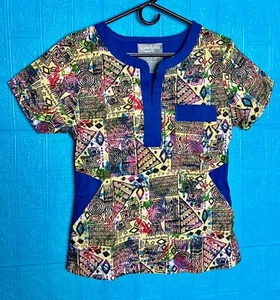 ECKO UNLTD SCRUBS LADIES NURSING MEDICAL WORKING SCRUB TOP SIZE X - SMALL - Picture 1 of 3
