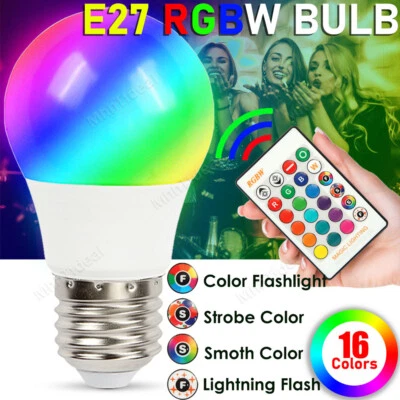 E26 E27 RGBW LED Light Bulb 16 Color Changing Lamp Remote Control Home Decor US - Image 1 of 4