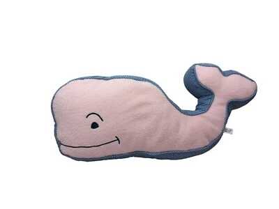 Almohada de lanzamiento Vineyard Vines rosa logotipo de ballena azul borde a cuadros gingham felpa Foto 1 de 4