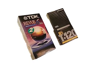 TDK Revue VHS Tape T-120 Premium Quality 2-pack +1 RADIO SHACK HIGH STANDARD NEW - Picture 1 of 5