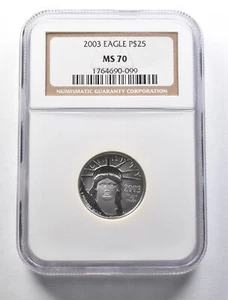 MS70 2003 $25 American Platinum Eagle 1/4 oz Platinum NGC *5648 - Picture 1 of 3