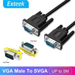 VGA 15Pin Male to SVGA Male Cable Adapter PC Monitor Extension HDTV LCD Screen - Picture 1 of 16