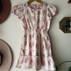LOVE SHACK FANCY Smocked Poplin Floral Bows Dress Girls SIZE 8/9 - Picture 1 of 5