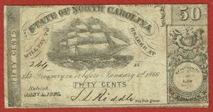 THE STATE OF NORTH CAROLINA 1. 1. 1863 50 CENTS NC-CR-136 FINE - Picture 1 of 2