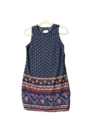 Women Shift Dress XS (0-4) CHEROKEE Sleeveless Short Casual Office Blue Floral  - Image 1 of 4
