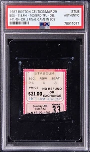 1987 Julius Erving Last Game at Boston Garden Ticket - Larry Bird TPL-DBL PSA - Picture 1 of 2