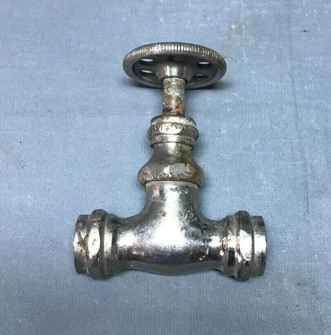 Antique Nickel Brass Sink Toilet Water Supply Shut off T Valve Vintage 886-22B Cover