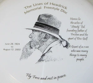 STEADY ED MEMORIAL FREESTYLE DISC WITH ASHES, FATHER OF FRISBEE & DISC GOLF - Picture 1 of 3