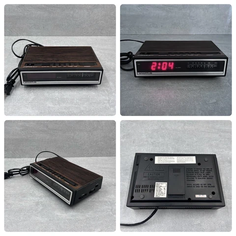 Vintage Spartus Digital AM/FM Alarm Clock Radio Faux Woodgrain 0107-61 TESTED! Cover