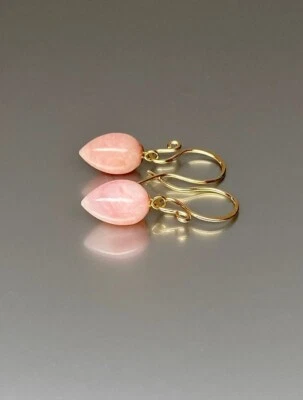 Pendientes colgantes de plata de ley 925 #sin deslustre# lágrima de ópalo rosa para ella Foto 1 de 4