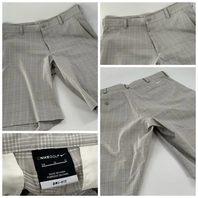 Pantalones Cortos de Golf Nike Hombres Talla 34 Gris A Cuadros Poli Spandex Planos Dri-Fit Nuevos sin Etiquetas YGI C2-560 Foto 1 de 4