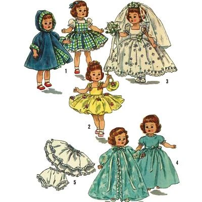 50s Sewing Pattern: Doll's Wardrobe of Clothes - Height=10.5” (26.7cm) - Image 1 of 2