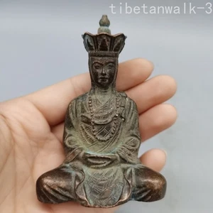 Statua statua monaco Buddha Tang fatta a mano in bronzo collezione arte Netsuke Tea Pet - Foto 1 di 6