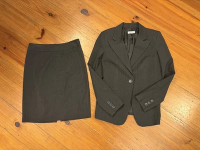 Костюм юбка Barneys New York комбинированный серый в тонкую полоску размер 4/6 - Изображение 1 из 4