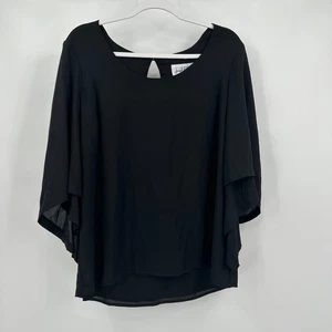 Joseph Ribkoff Womens Black Chiffon Top Size 12 Minimalist Old Money Elegant - Picture 1 of 6