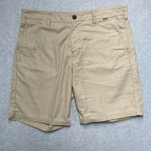 Hurley Shorts Herren Größe 34 braun khaki Chino kurz flach vorne Reißverschluss Knopf - Bild 1 von 21