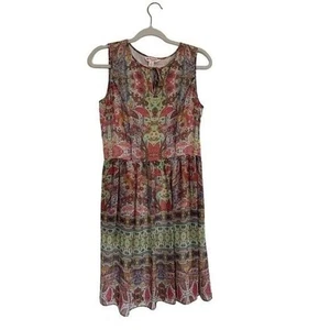 Vestido Brooks Brothers Rojo Polar Boho Floral Estampado Talla 4 - Imagen 1 de 5