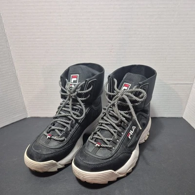 Fila Disruptor Negro Top Alto Suela Gruesa Bota Zapatilla Mujer’s 8 Foto 1 de 4