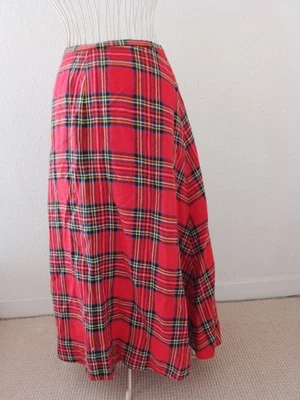 windsmoor skirt tartan 80s small long red wool blend - Image 1 of 4
