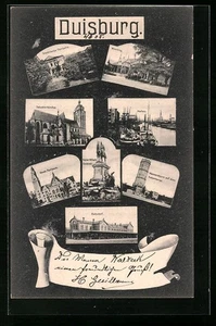 Duisburg, Bahnhof, Hafen, Salvatorkirche, Ansichtskarte - Picture 1 of 2