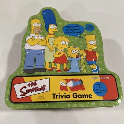 The Simpsons Trivia Game Vtg 2000 Collectors Tin w/ Cast Poster Complete - Image 1 of 4