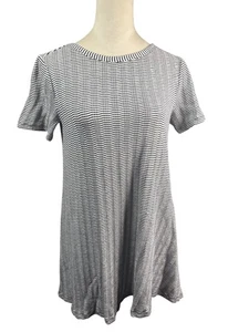 Abito LOFT donna piccolo nero bianco a righe manica corta fiocco schiena Ann Taylor - Foto 1 di 5