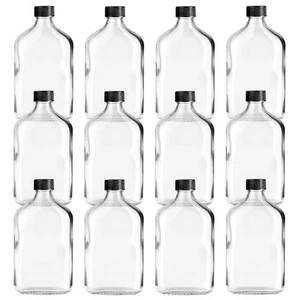 350 ml Glass Flask Bottle - 12 Pack Liquor Pocket Flask with Aluminum Top, Sa... - Picture 1 of 7