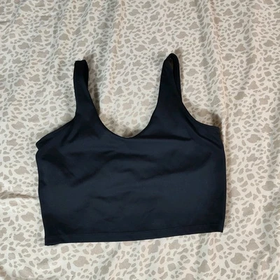 Yogalicious Luxe Black Sports Bra Cropped Tank Size Medium Scoop Neck Shelf Bra - Image 1 of 4