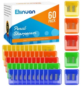 60 Pack Pencil Sharpeners Bulk - Double Hole Pencil Sharpener Manual with Cov... - Picture 1 of 6