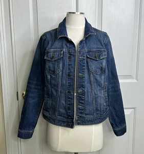Talbots Jean Jacket Women's Medium Blue Cotton Blend Closet Staple Stretch - Picture 1 of 11