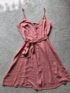 Forever 21 Blush Pink Sleeveless Button Down Front Belted Dress Women Size Large - Picture 1 of 12