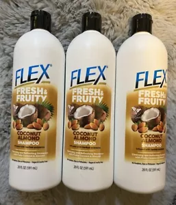 Lot of 3 Flex Fresh & Fruity Coconut Almond Shampoo 20fl oz. FULL SIZE - Picture 1 of 3