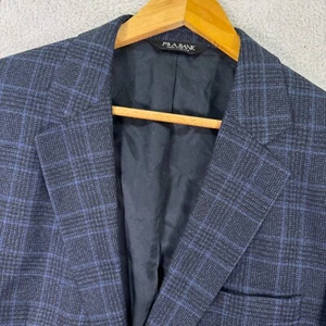 Jos. A. Bank Blazer Jacket Mens 40S Navy Houndstooth Plaid Lined Single Breasted - Picture 1 of 11