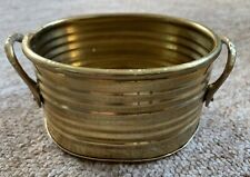 Vintage Solid Brass Round Planter Pot Bowl W/ Handles 5” Handcrafted in India