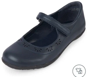 Girls Uniform Flower Shoes - New Navy - Picture 1 of 1