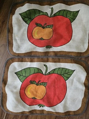 Vtg Nagel Piepmats West Germany Placemats Set Of 2 Apple Peach Design - Image 1 of 4