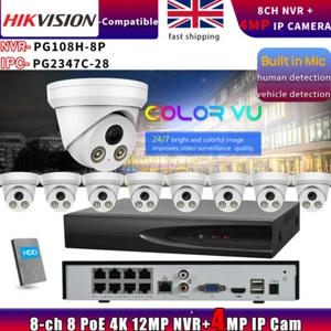 Hikvision Compatible 4MP Colorvu IP Camera 12MP 8CH 8POE 4K NVR CCTV Systems Lot - Picture 1 of 26